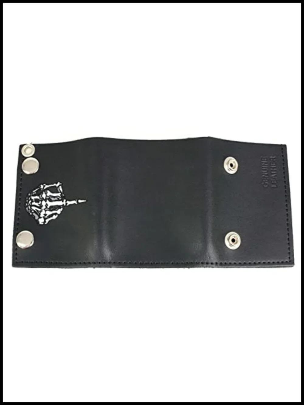 Men's Full-Grain Leather Tri-Fold Biker Wallet with Detachable Chain